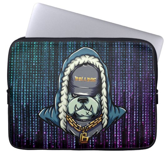 Cyberpunk Bulldog Hacker Hülle Laptopschutzhülle (Vorderseite)