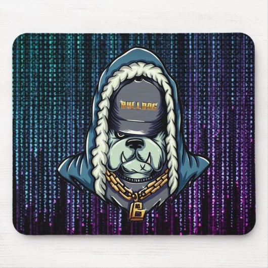 Cyberpunk Bulldog Neon Mouse Pad Mousepad (Vorne)