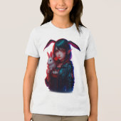 Cyberpunk Bunny Girl – Cool Neon Kids T-Shirt Tri-Blend Shirt (Vorderseite)