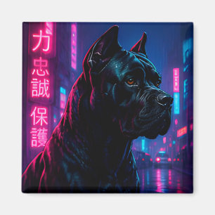 Cyberpunk Cane Corso Neon-Wachhund Magnet