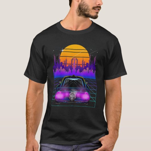Cyberpunk Car Vaporwave Ästhetischer Outrun Retro T-Shirt (Vorderseite)