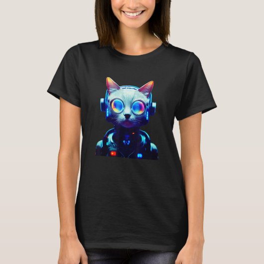 Cyberpunk Cat 4 T-Shirt (Vorderseite)