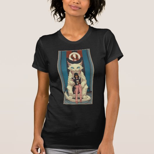 Cyberpunk Cat and Girl - Surreal Anime T-Shirt (Vorderseite)