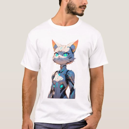 Cyberpunk Cat Girl T-Shirt (Vorderseite)