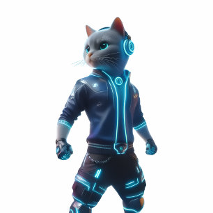 Cyberpunk Cat iPhone 15 Hülle – Neon-Tech-Design