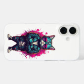 Cyberpunk Cat iPhone 16 Case - Neon Samurai Street (Rückseite (Horizontal))