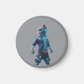 Cyberpunk Cat Keychain Magnet – Neon Tech Design (Vorne)