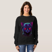 Cyberpunk Cat Kitty Cyber Punker Sweatshirt (Vorne ganz)