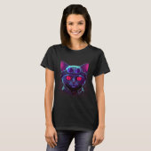 Cyberpunk Cat Kitty Cyber Punker T-Shirt (Vorne ganz)