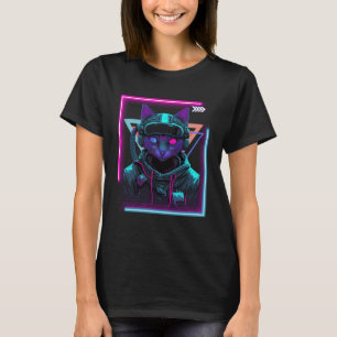 Cyberpunk Cat Kitty Punker Futuristic Cyber Punk T-Shirt