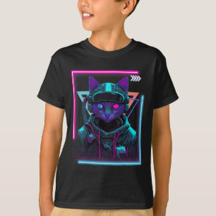 Cyberpunk Cat Kitty Punker Futuristic Cyber Punk T-Shirt