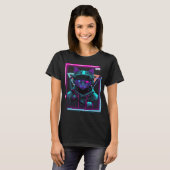 Cyberpunk Cat Kitty Punker Futuristic Cyber Punk T-Shirt (Vorne ganz)