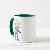 Cyberpunk Chibi Girl Green Hair Tasse (Vorderseite Links)