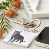 Cyberpunk Circuit Cat – Neon Tech Beast Schlüsselanhänger (Vorderseite rechts)