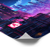 Cyberpunk City Night Café Poster (Ecke)