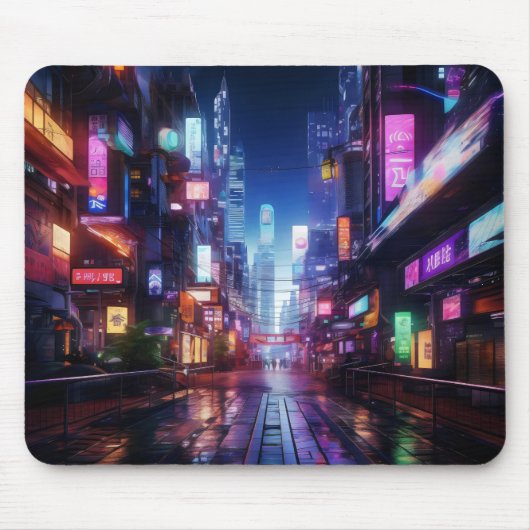 Cyberpunk City Night Mousepad (Vorne)