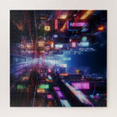 Cyberpunk City Night Puzzle (Horizontal)