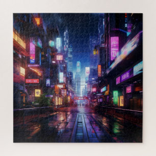 Cyberpunk City Night Puzzle