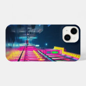 Cyberpunk City Street in der nächtlichen Telefonze iPhone Hülle (Rückseite (Horizontal))