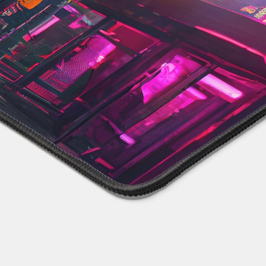 Cyberpunk City Street Neon Lights Gamers Geschenk Schreibtischunterlage (Ecke)