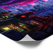 Cyberpunk City Waterfront Poster (Ecke)