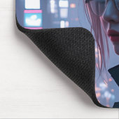Cyberpunk Cityscape Poster Futuristische Weibliche Mousepad (Ecke)