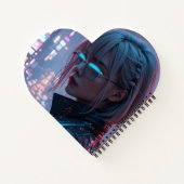 Cyberpunk Cityscape Poster Futuristische Weibliche Notizblock (Rückseite)