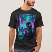 Cyberpunk Coder Girl – Retro Future Hacker Art T-Shirt (Vorderseite)
