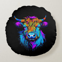 Cyberpunk Colorful Ai Highland Cow