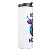 Cyberpunk Colorful Ai Highland Cow Thermosbecher (Nach links gedreht)