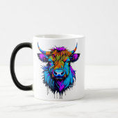 Cyberpunk Colorful Ai Highland Cow Verwandlungstasse (Links)