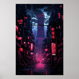 Cyberpunk Corpo Tower Tokio Poster