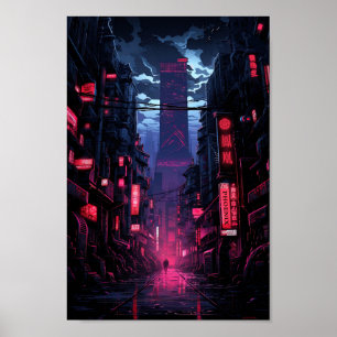 Cyberpunk Corpo Tower Tokio Poster