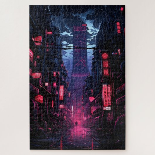 Cyberpunk Corpo Tower Tokio Puzzle (Vertikal)