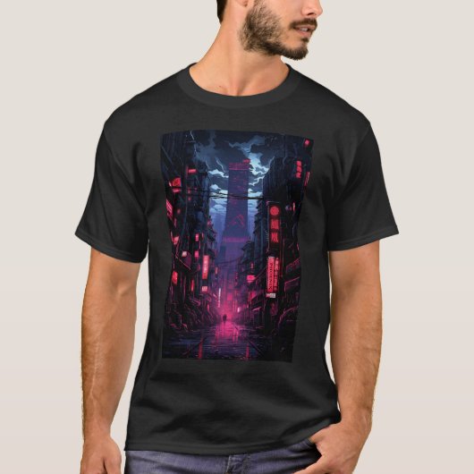 Cyberpunk Corpo Tower Tokio T-Shirt (Vorderseite)
