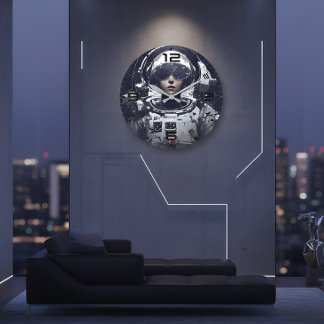 Cyberpunk Cosmic Navigator Wall Clock Große Wanduhr
