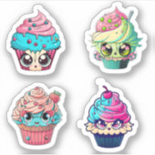 Cyberpunk-Cupcakes-Aufkleberpackung 2 Aufkleber (Vorderseite)