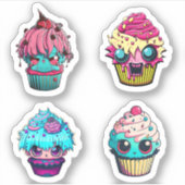 Cyberpunk-Cupcakes-Aufkleberpackung 3 Aufkleber (Vorderseite)