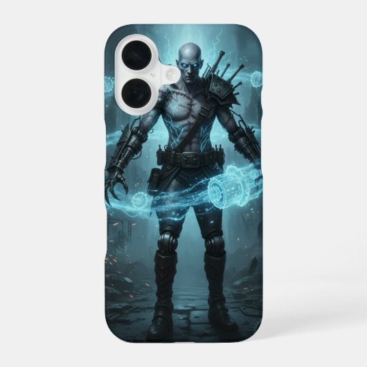 Cyberpunk Cyborg Core iPhone 16 Hülle (Rückseite)