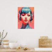 Cyberpunk Cyborg Girl Poster (Küche)