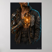 Cyberpunk, Cyborg, Samurai, Neon, Synthwave, Krieg Poster (Vorne)