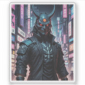 Cyberpunk Demon Samurai Aufkleber (Vorderseite)