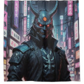 Cyberpunk Demon Samurai Duschvorhang (Vorderseite)