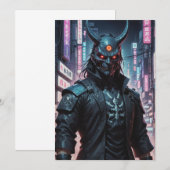 Cyberpunk Demon Samurai Einladung (Vorne/Hinten)