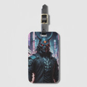 Cyberpunk Demon Samurai Gepäckanhänger (Vorderseite Vertikal)