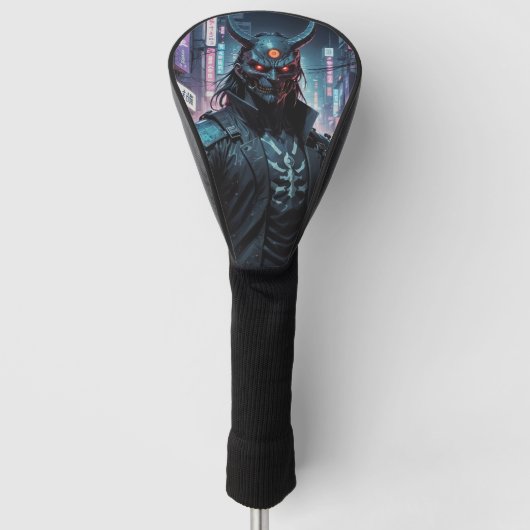 Cyberpunk Demon Samurai Golf Headcover (Vorderseite)