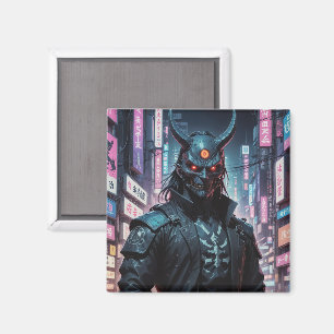 Cyberpunk Demon Samurai Magnet
