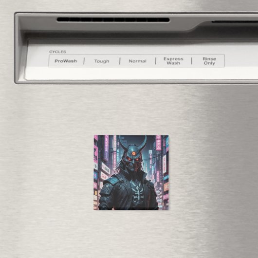 Cyberpunk Demon Samurai Magnet (In Situ (Geschirrspüler))
