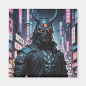Cyberpunk Demon Samurai Magnet (Vorne)