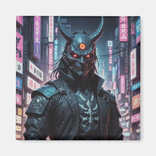 Cyberpunk Demon Samurai Magnet (Vorne)